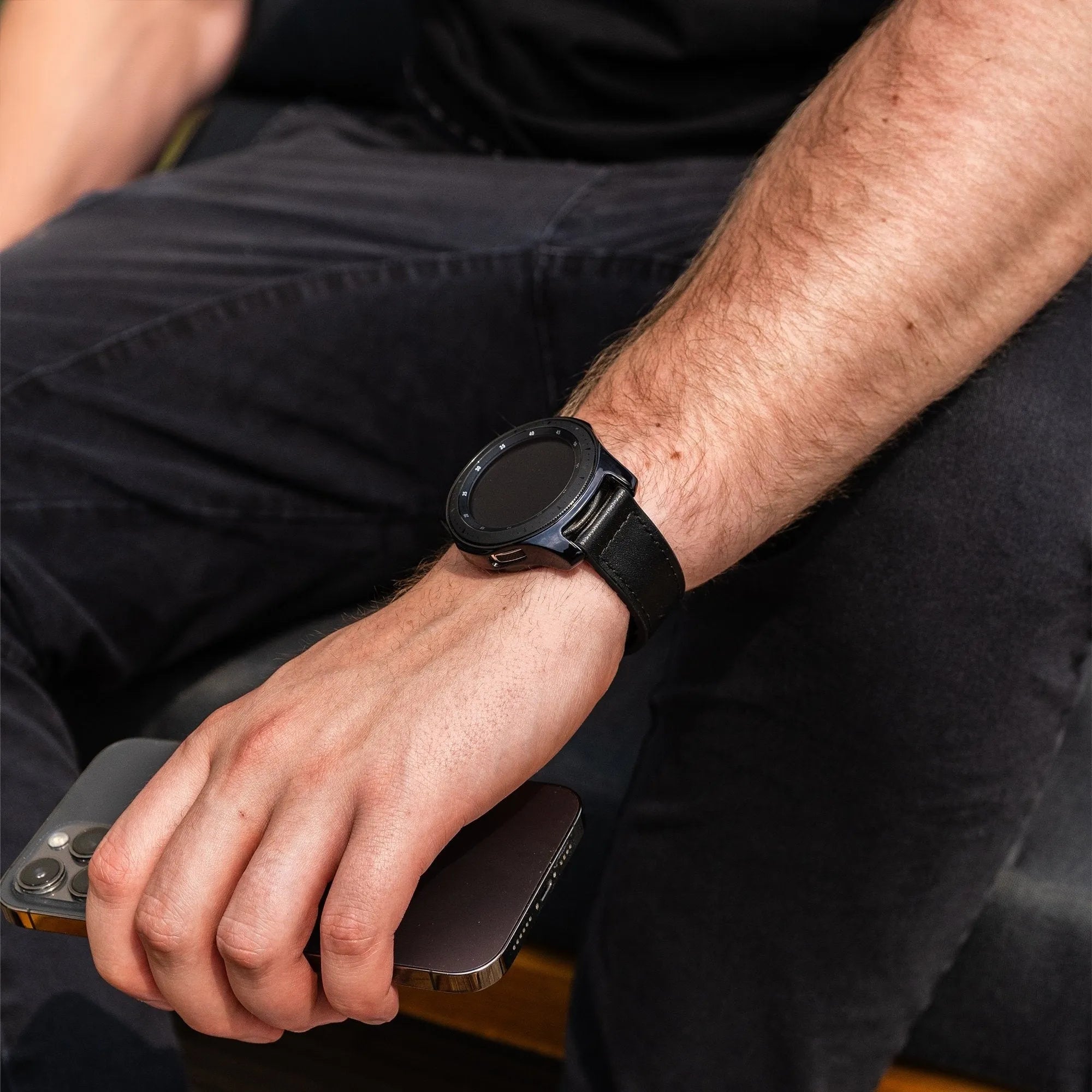 Amazfit Bip 6 leren bandje met D-buckle (zwart)