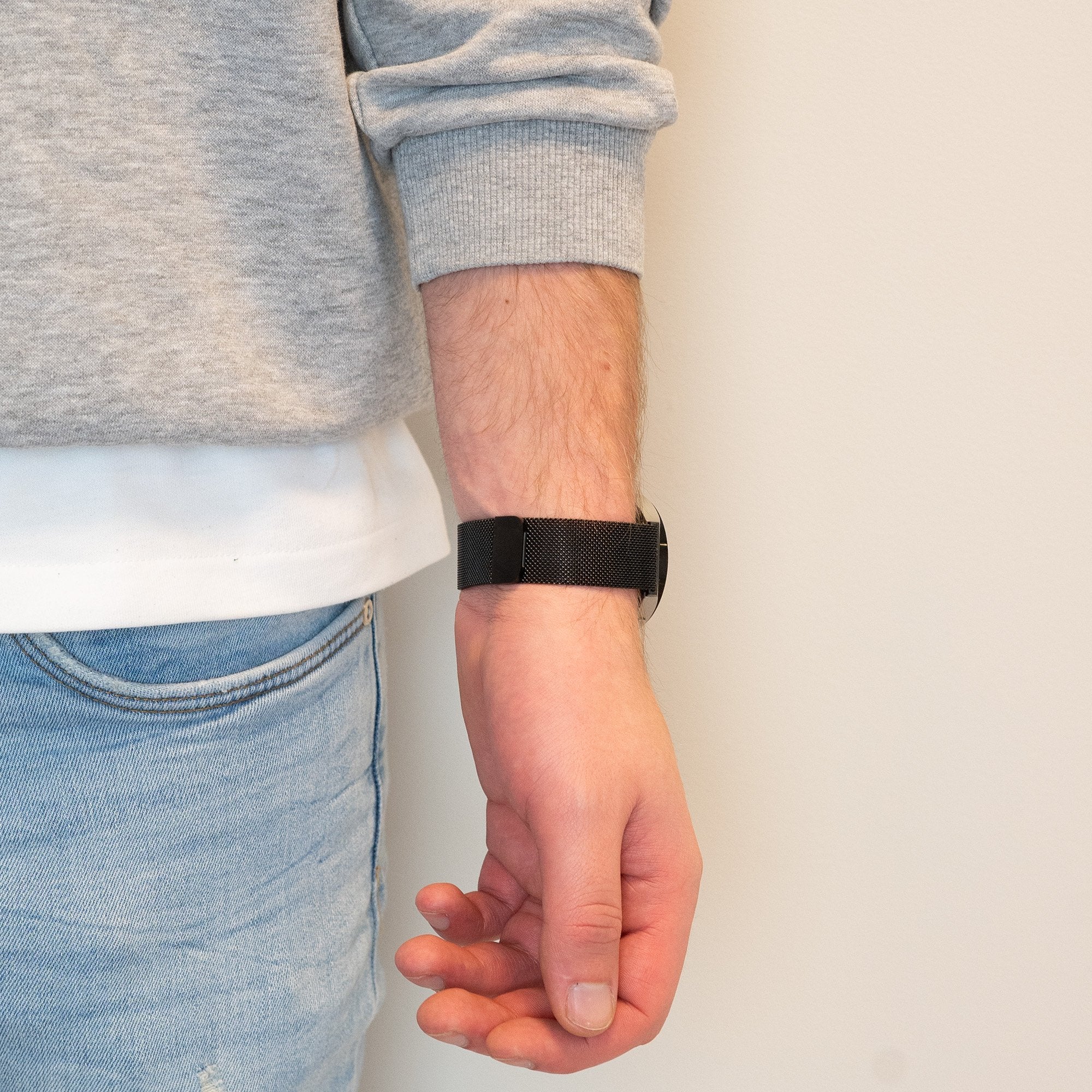 Bandz Samsung Galaxy Watch 4 - 44mm Milanese loop band (zwart)