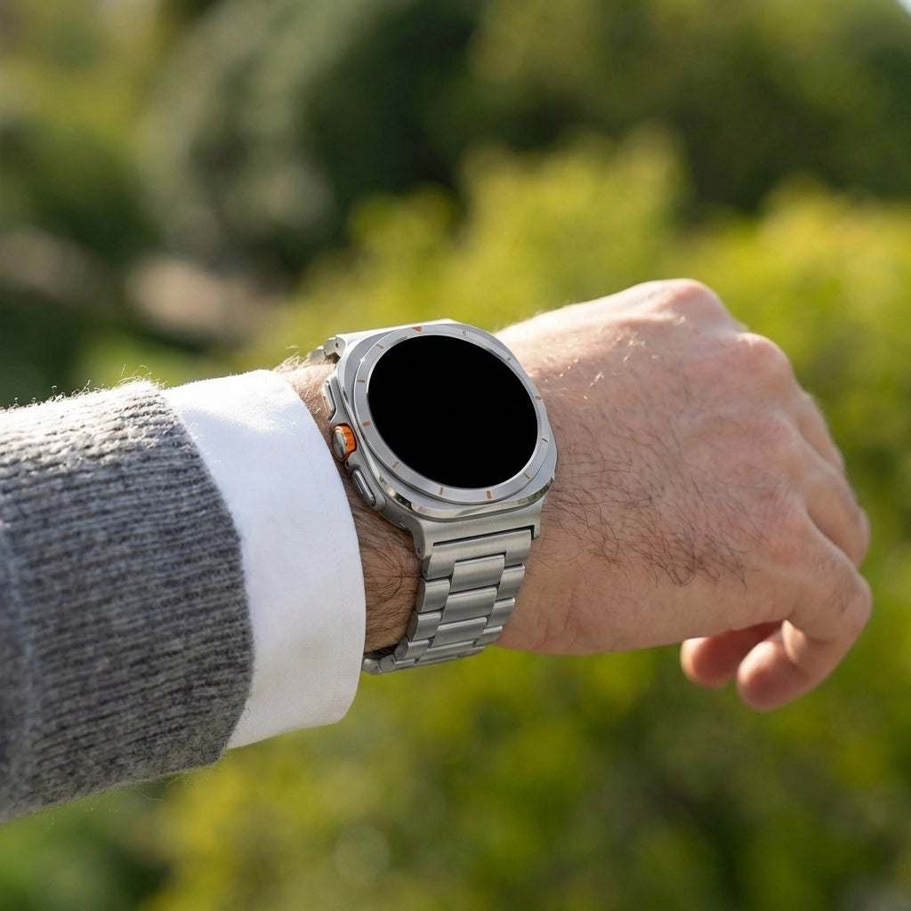 Bandz Samsung Galaxy Watch Ultra 2 stalen band 'Classic' (zilver)