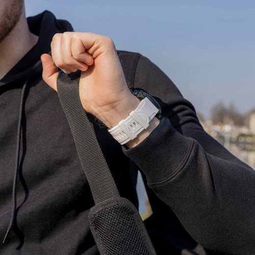 Glossy Silicone Strap, white, lifestyle photo