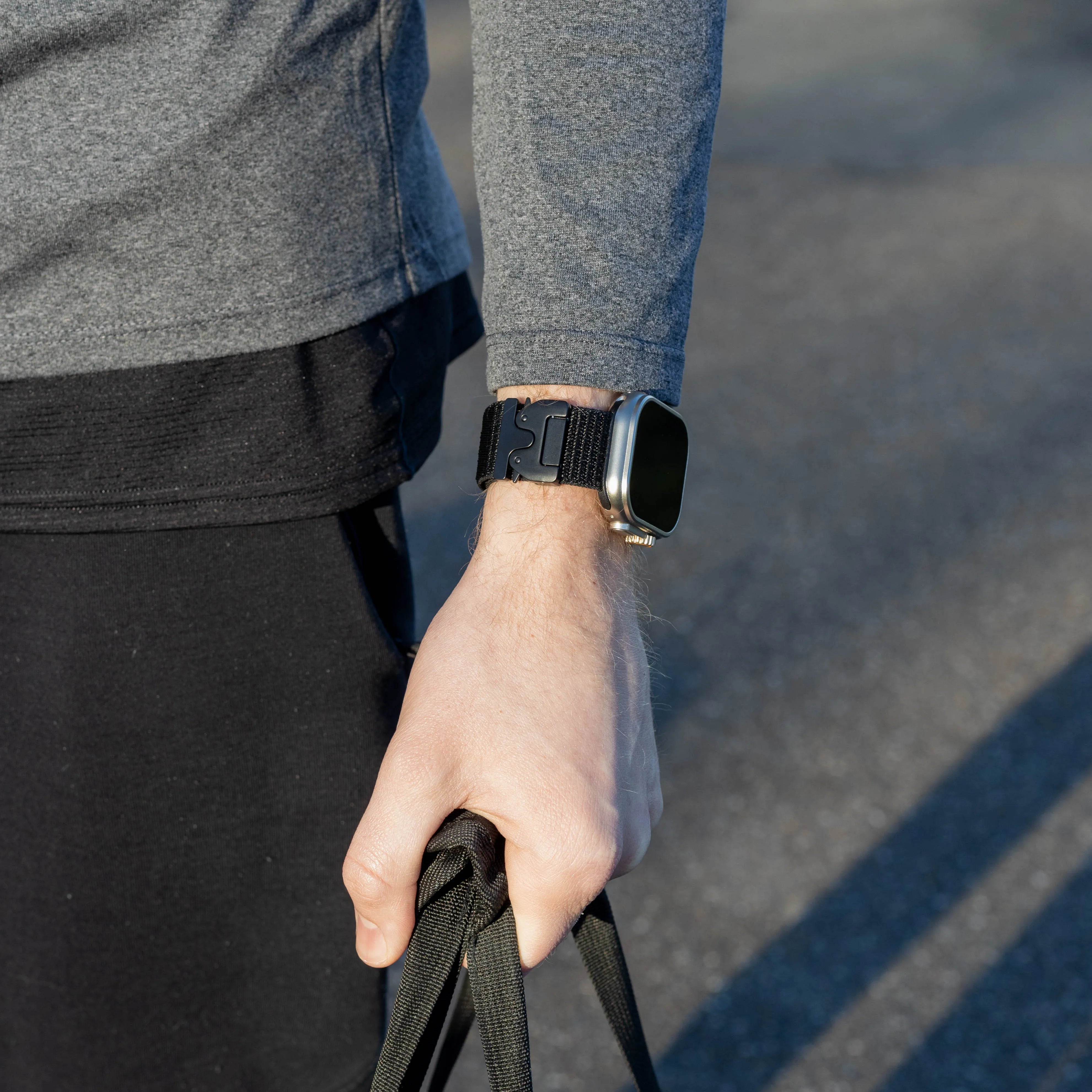 Bandz Apple Watch nylon band 'Classic' met P-buckle (zwart)