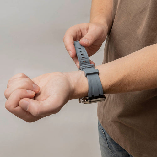 Luxury Liquid Silicone Strap, dark grey with black, lifestyle photo