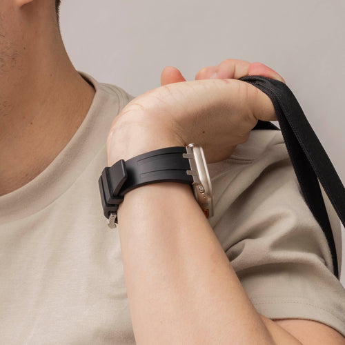 Apple Watch Ultra Luxury Liquid Silicone Strap (Black/Silver)