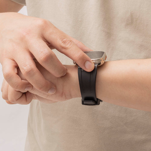 Bandz Apple Watch Ultra Silicone Strap 'Luxe Liquid' (Black with Black)