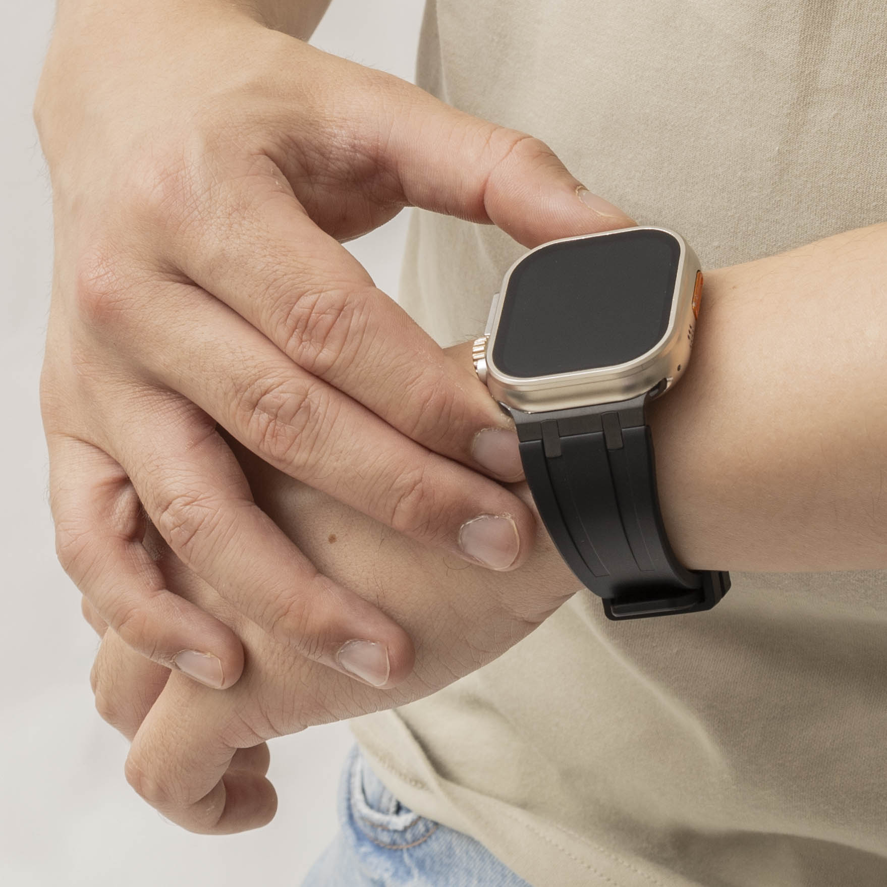 Apple Watch Ultra luxe liquid silicone band (zwart)