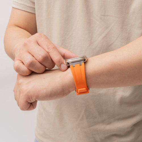 Bandz Apple Watch Ultra Silicone Strap 'Luxe Liquid' (Orange/Black)