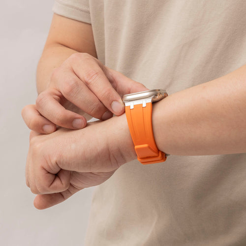 Apple Watch Ultra Luxury Liquid Silicone Strap (Orange/Silver)