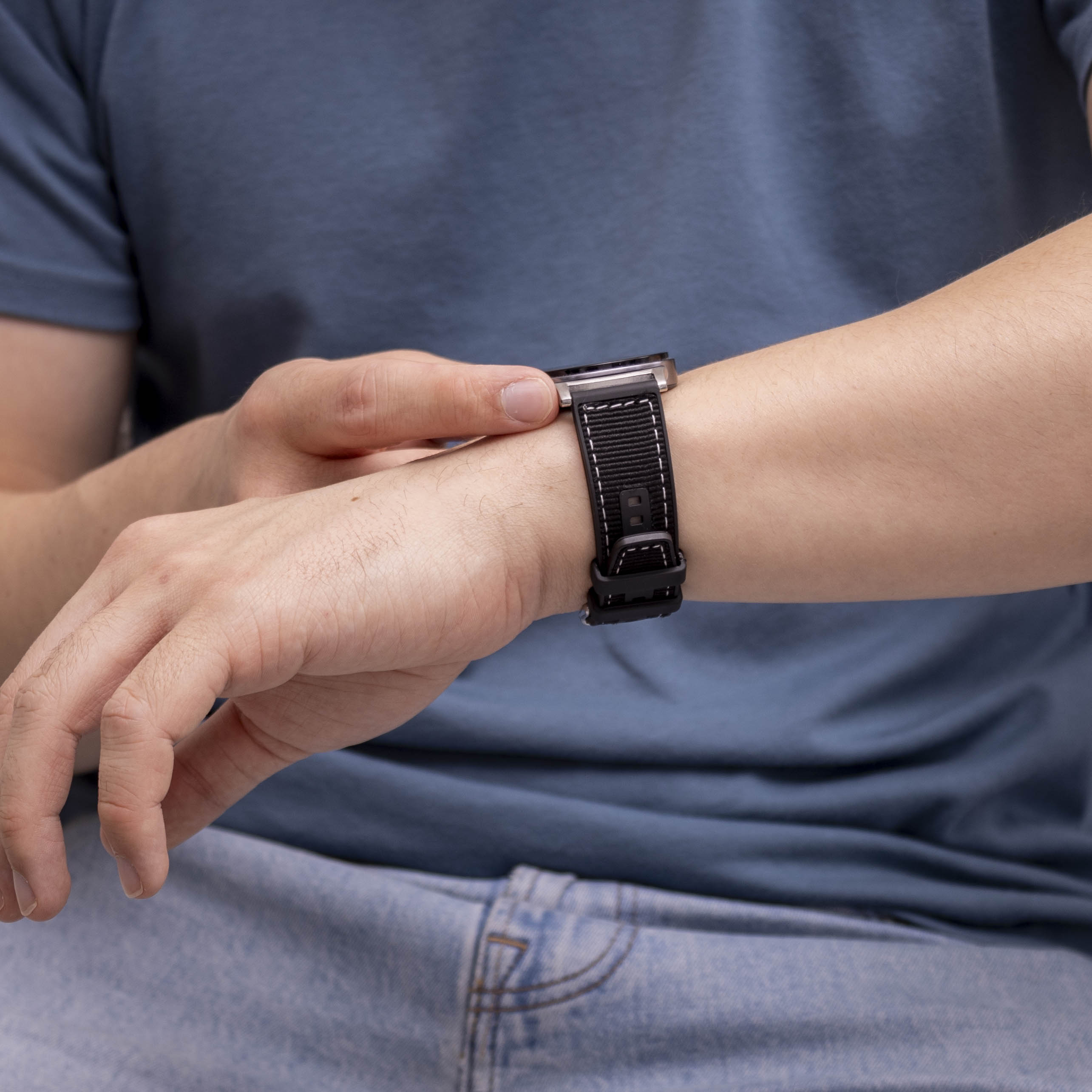 Samsung Galaxy Watch 9 - 40mm nylon hybrid bandje (zwart)