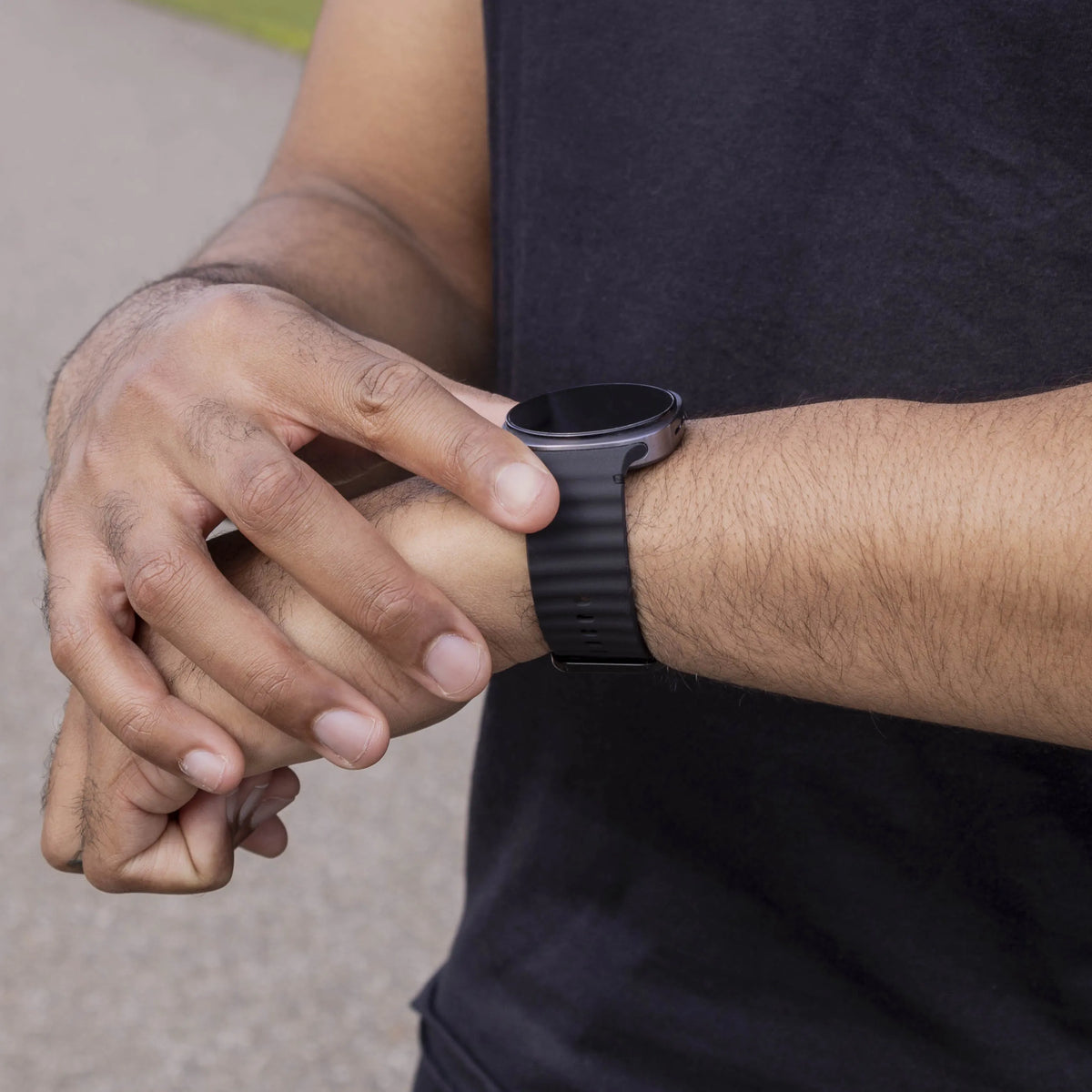Wave Silicone Strap, black, lifestyle photo