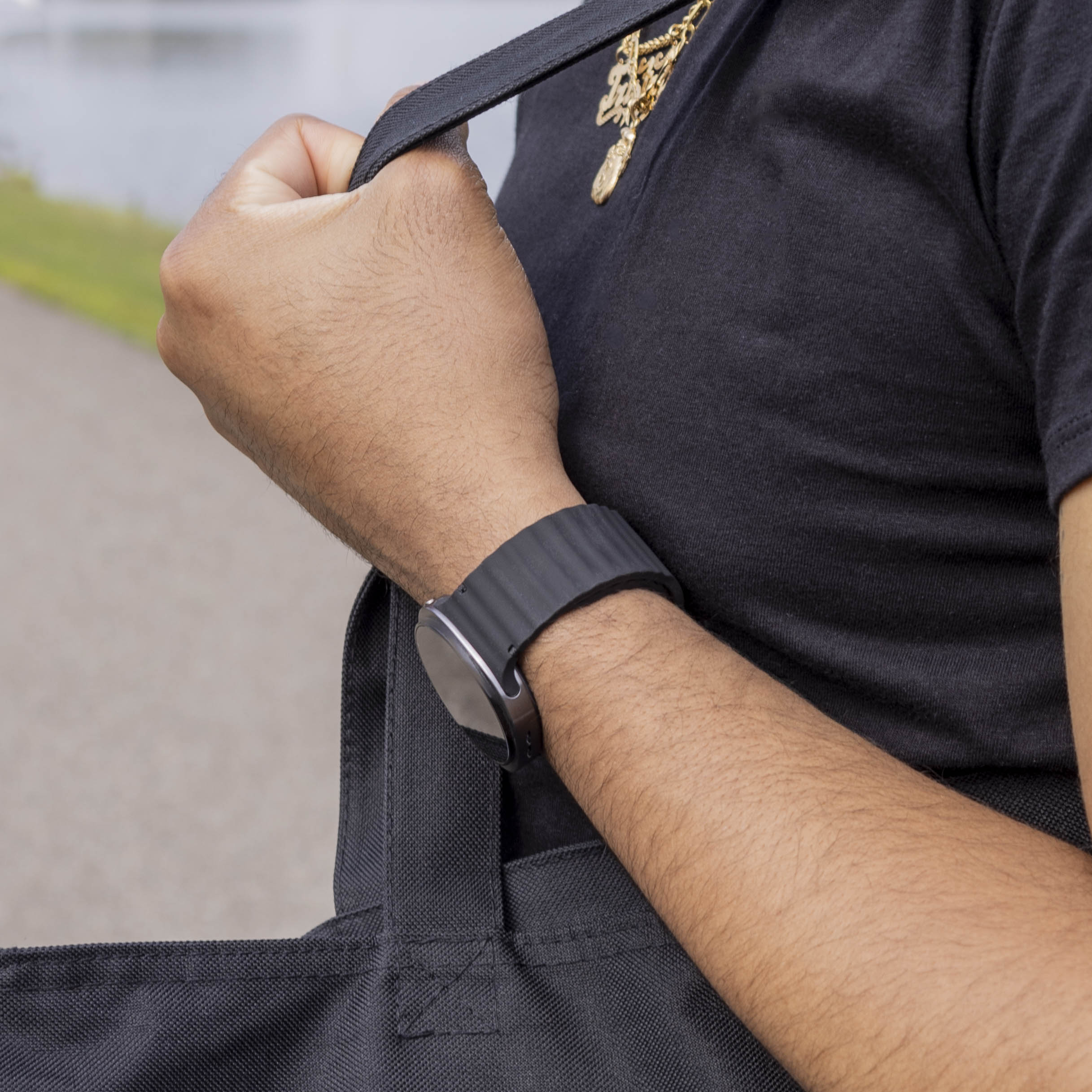  Samsung Galaxy Watch 8 Classic wave siliconen bandje (zwart)