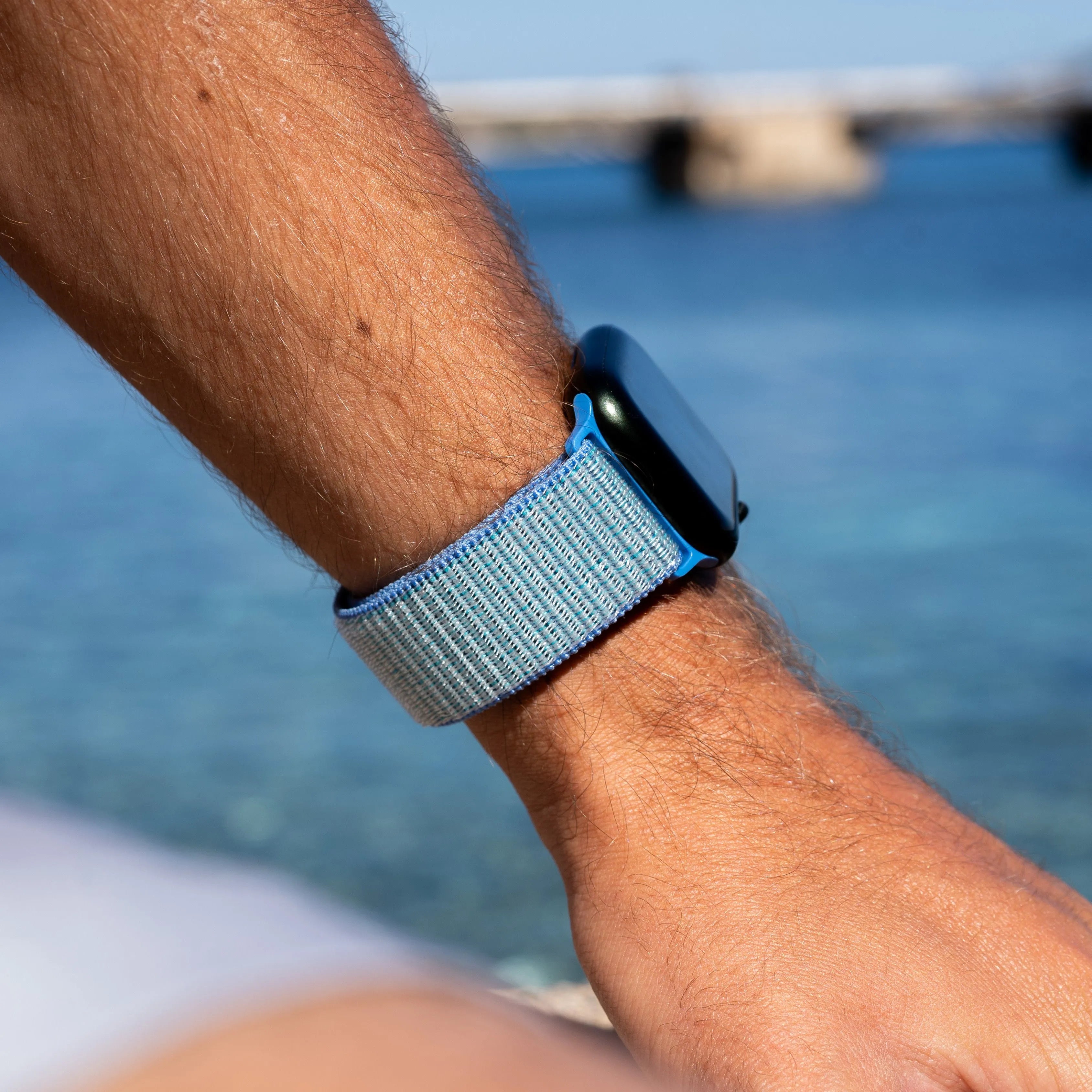Apple Watch nylon bandje (blauw)