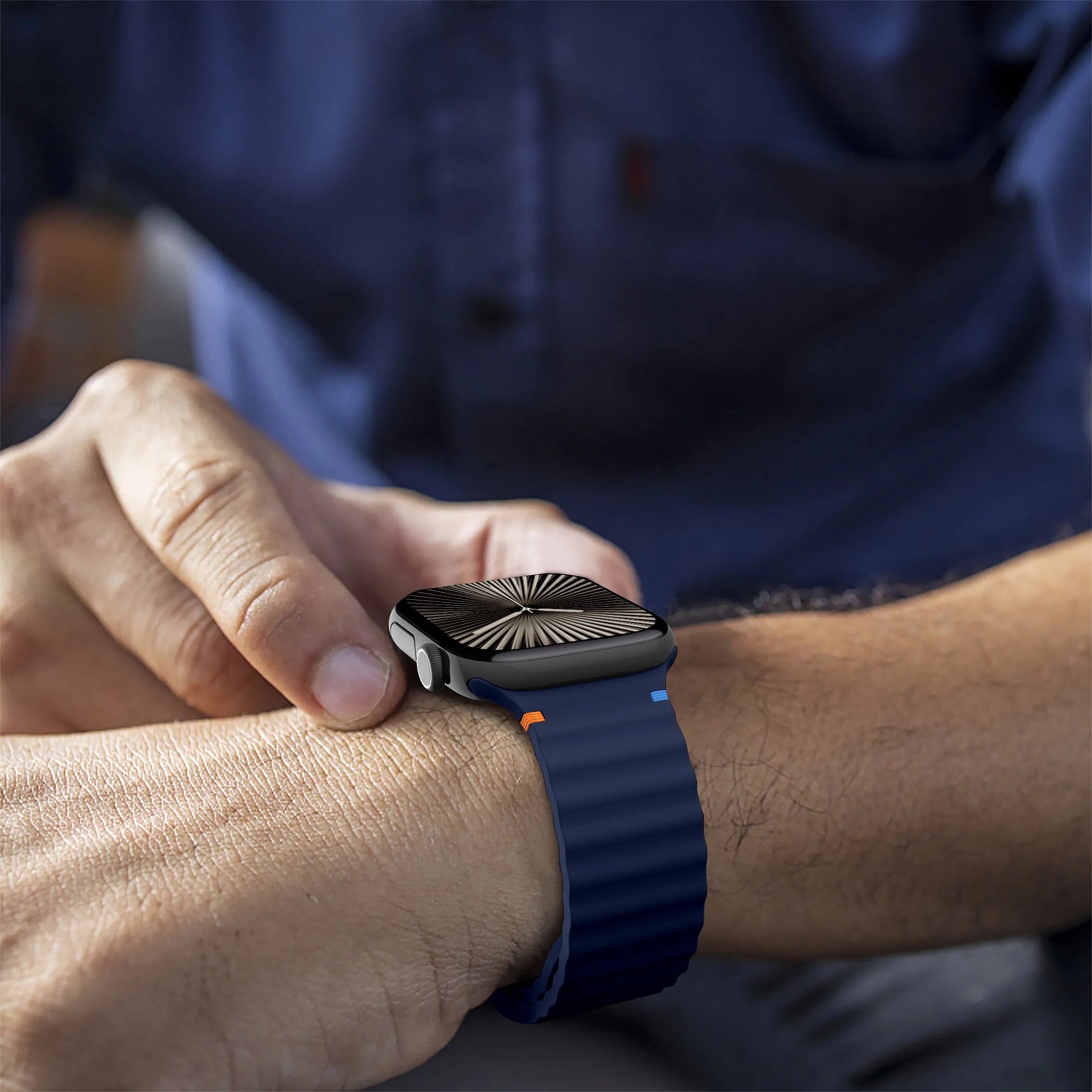Apple Watch Wave Silicone Strap (Dark Blue)