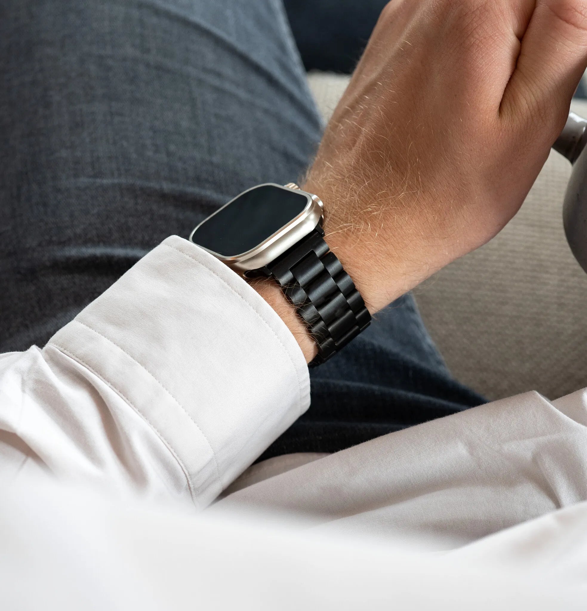 Apple Watch stalen band (donkergrijs)