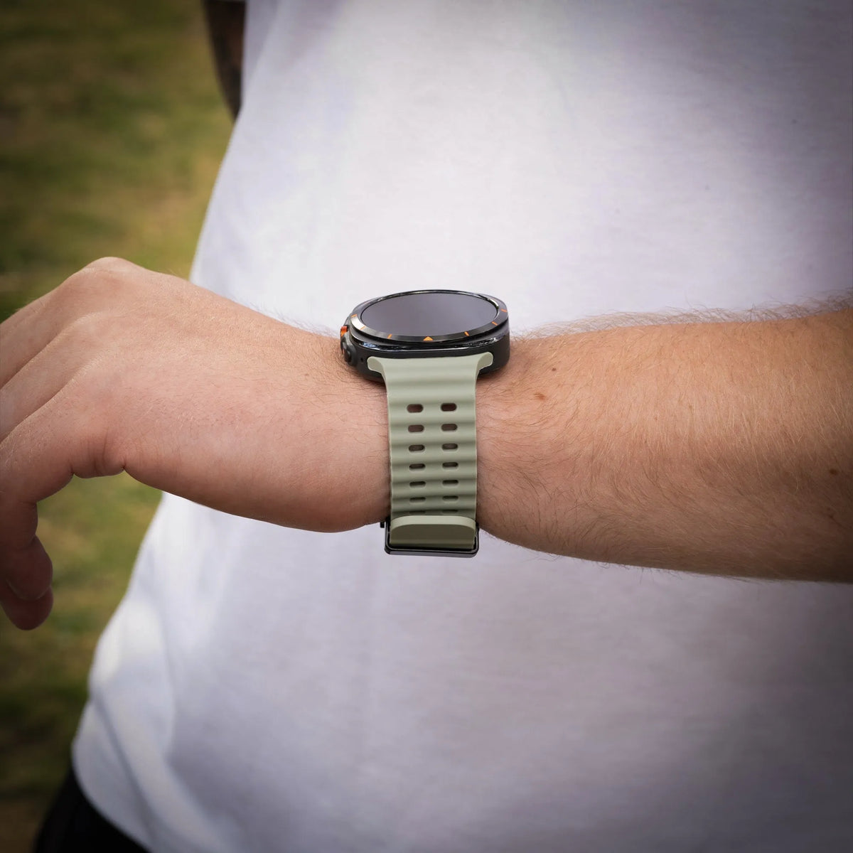 Silicone Ocean Strap, grey-green, lifestyle photo