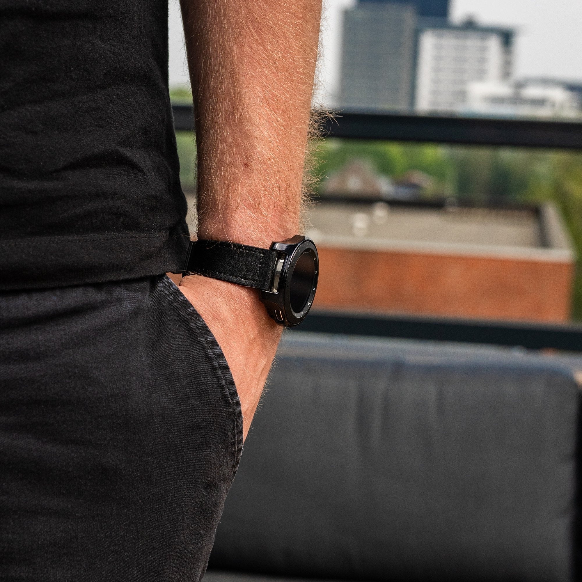 Amazfit Bip 6 leren bandje met D-buckle (zwart)