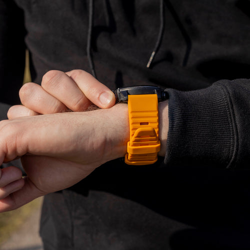 Buckled Silicone Strap, orange, lifestyle photo