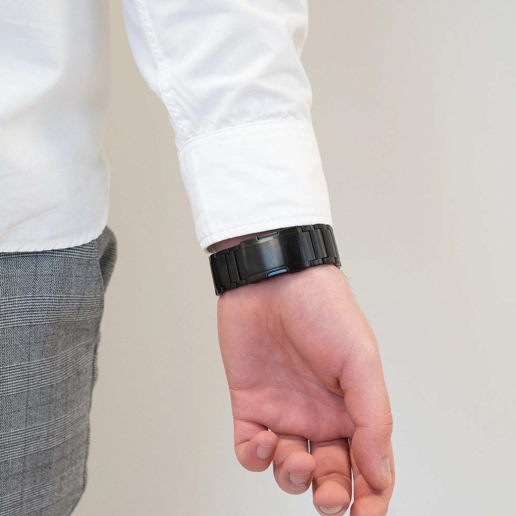 Bandz Apple Watch titanium schakel band (zwart)
