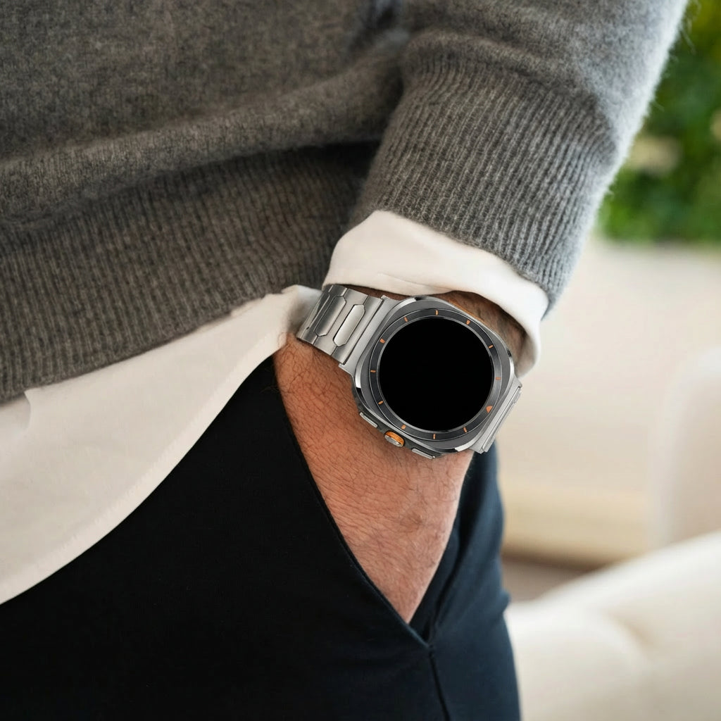 Bandz Samsung Galaxy Watch Ultra titanium band 'Deluxe' (zilver)