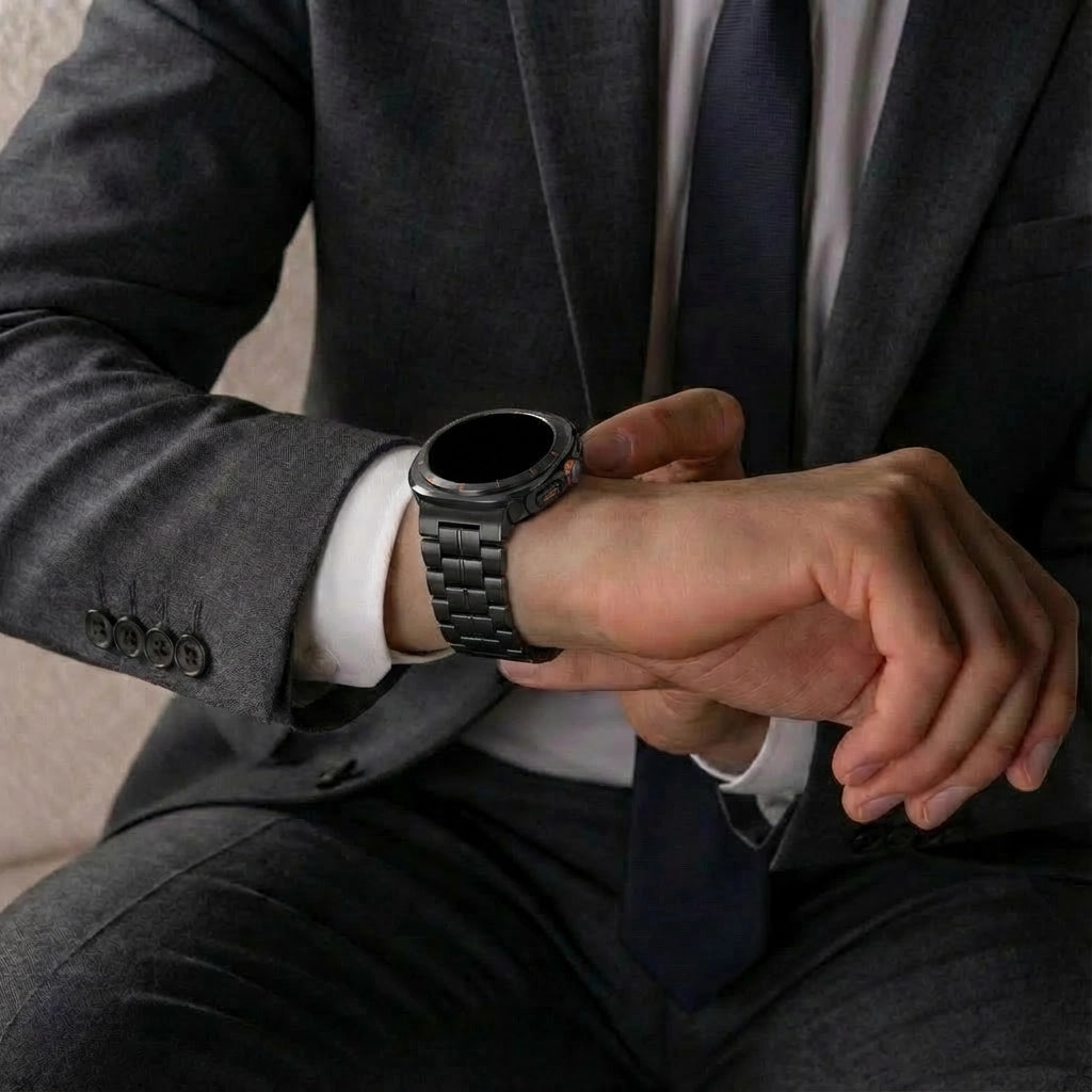 Samsung Galaxy Watch Ultra 'square' titanium band (zwart)