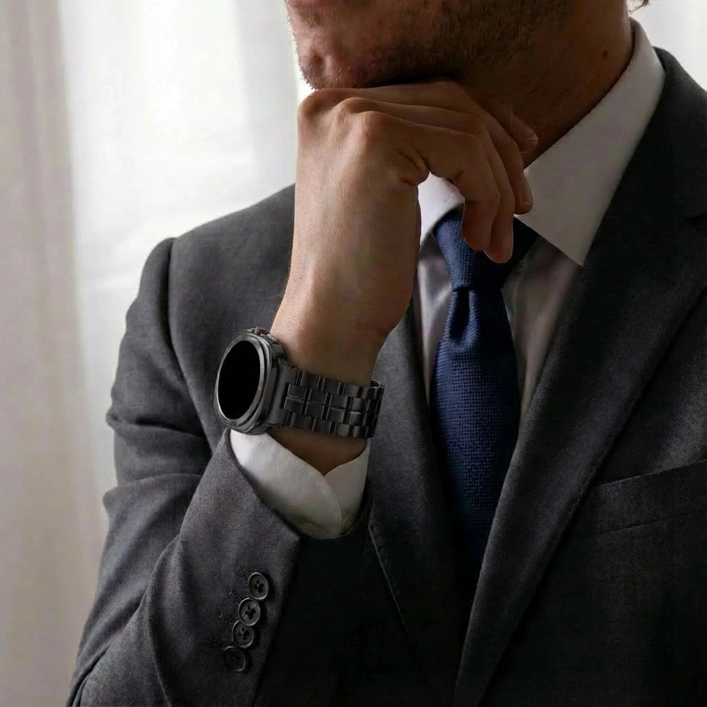 Samsung Galaxy Watch Ultra 'square' titanium band (zwart)