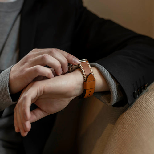 Apple Watch Stitched leren band (bruin)