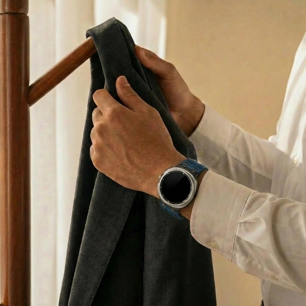 Samsung Galaxy Watch Ultra 2 solide lederen band (donkerblauw)