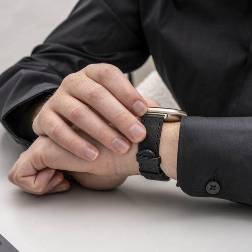 Fitbit Versa 3 bandje leer (strak zwart)