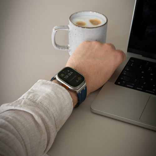 Bandz Apple Watch Ultra Silicone Strap 'Luxe Liquid' (Blue/Silver)