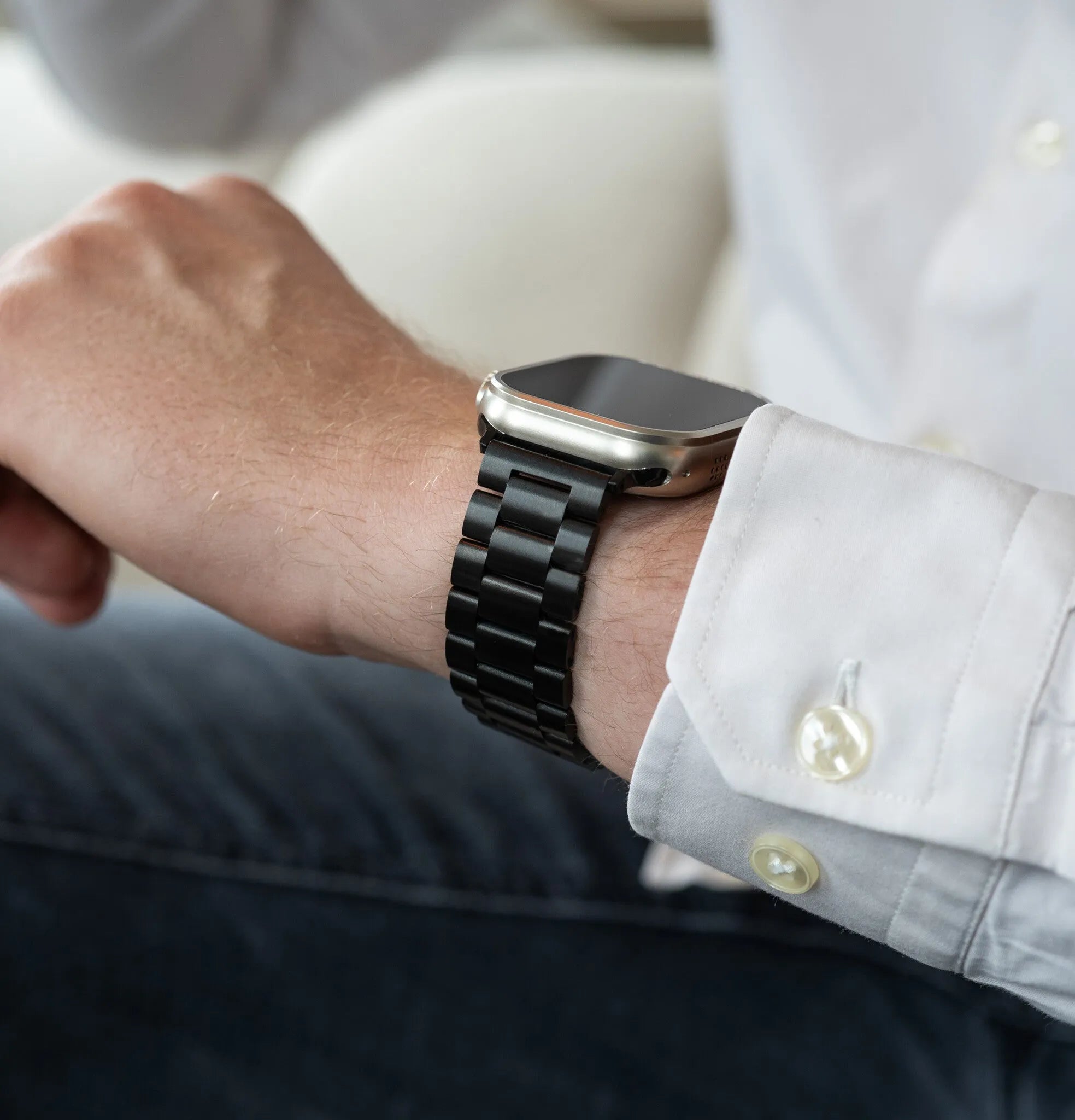 Apple Watch stalen band (donkergrijs)