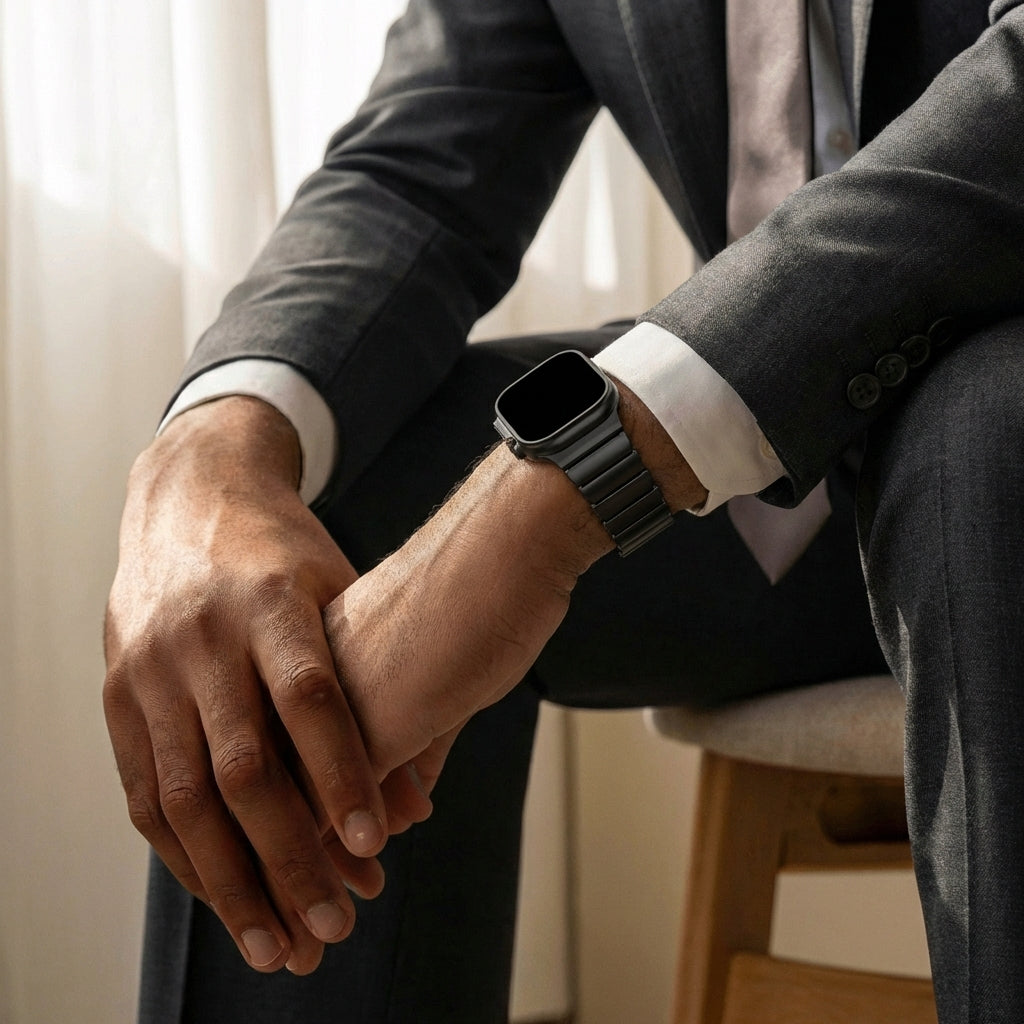 Bandz Apple Watch Titanium Strap 'Hybrid' (Black)
