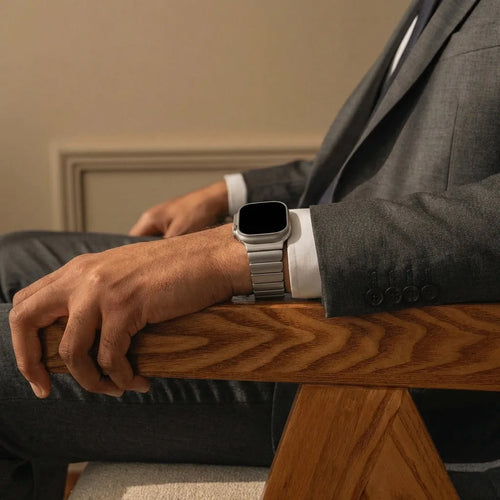 Bandz Apple Watch titanium band 'Hybrid' (zilver)