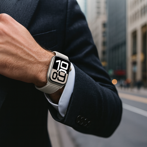 Wave Nylon Strap, starlight, lifestyle photo