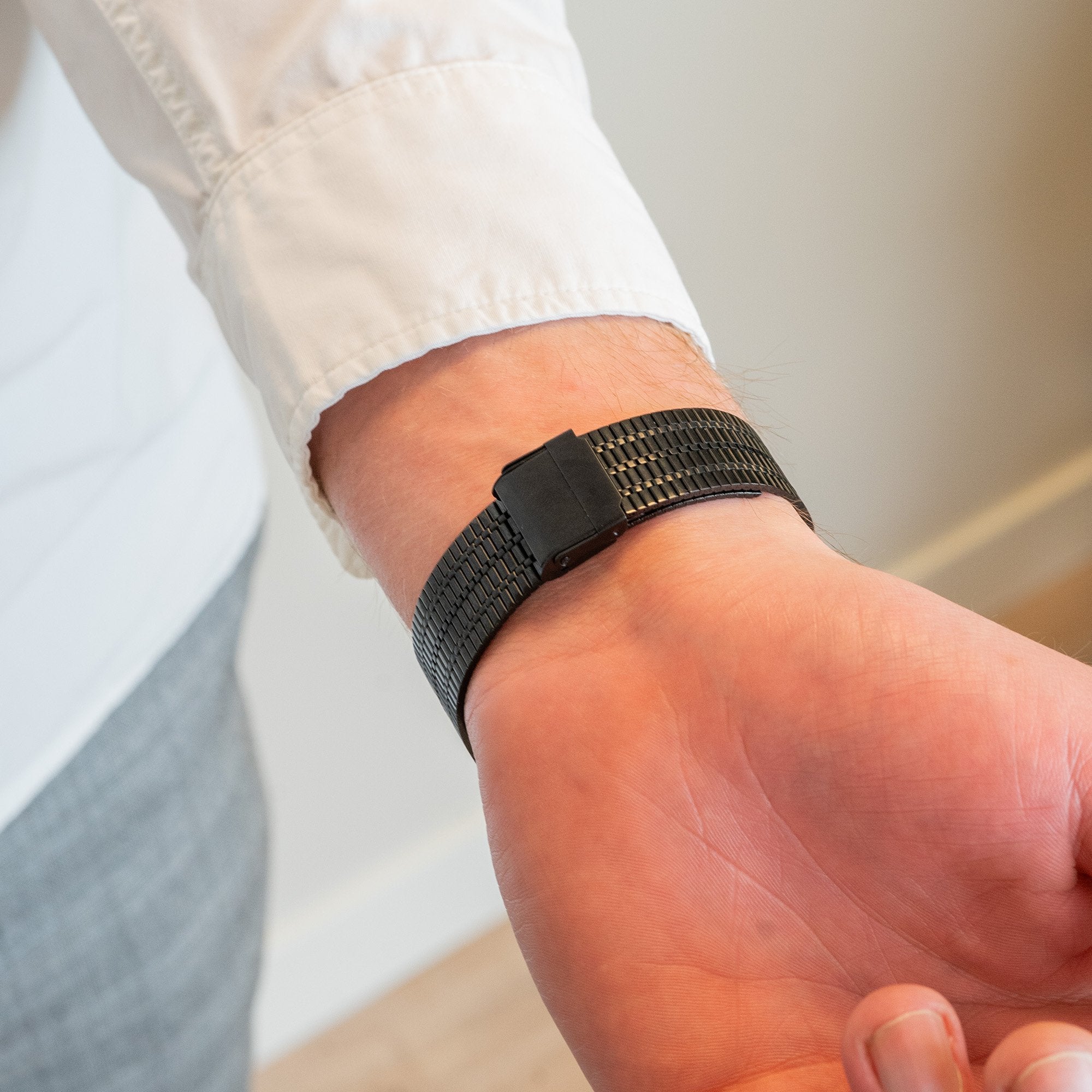 Bandz Garmin Vivomove 3 verstelbare stalen band (zwart)