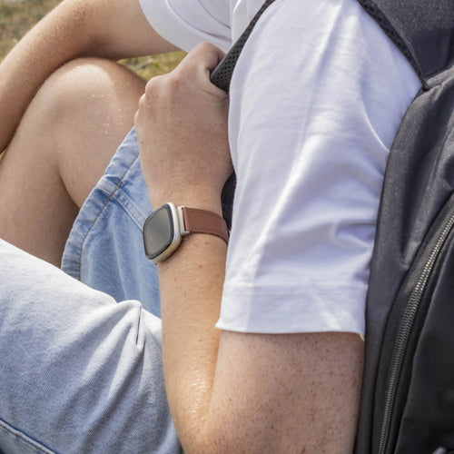 Fitbit Sense bandje leer (strak bruin)