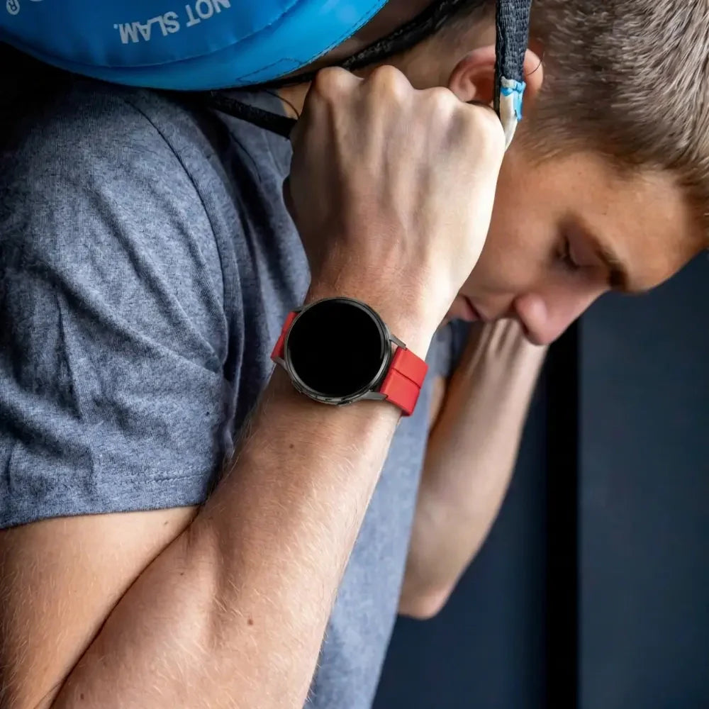 Bandz Garmin Venu SQ Silicone Strap with D-Buckle (Red)