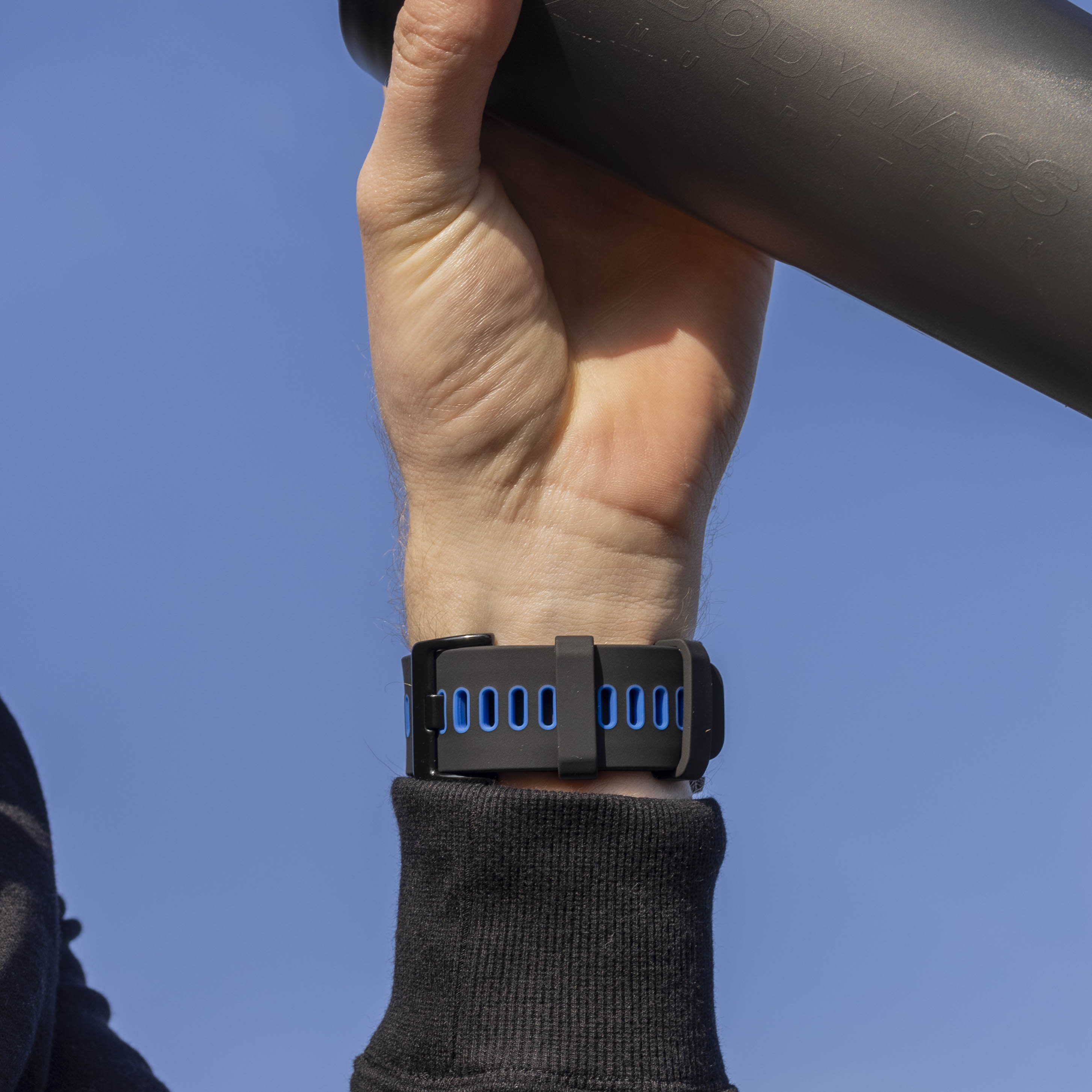 Garmin Quatix 3 / 6x / 7x Solar Buckled Sport Strap (Black/Blue)
