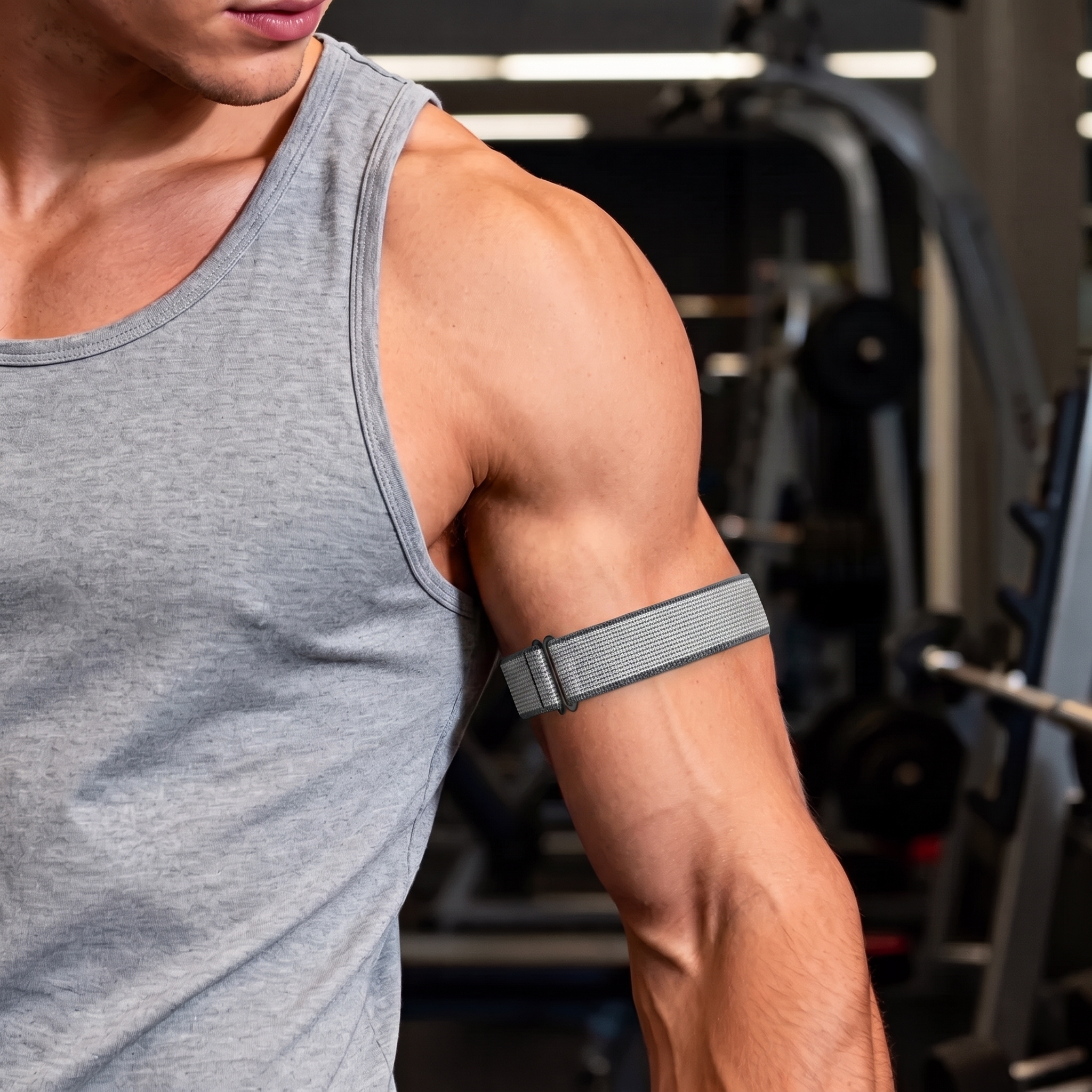 Bandz Garmin Cirqa Nylon Strap for Biceps (Grey/White)
