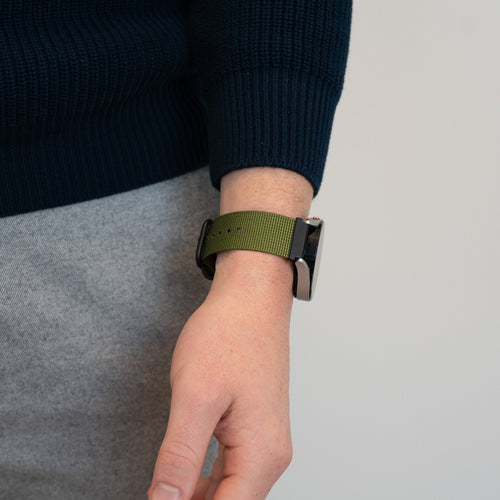 Bandz Garmin Vivomove Style Buckled Nylon Strap (Green)