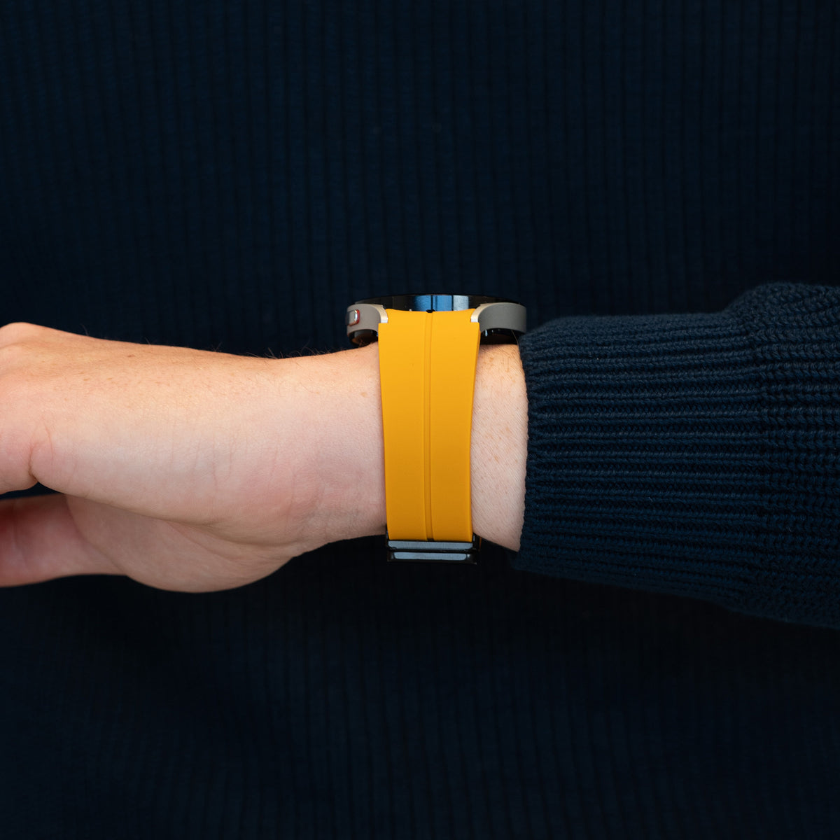D-Buckle Silicone Strap, yellow, lifestyle photo