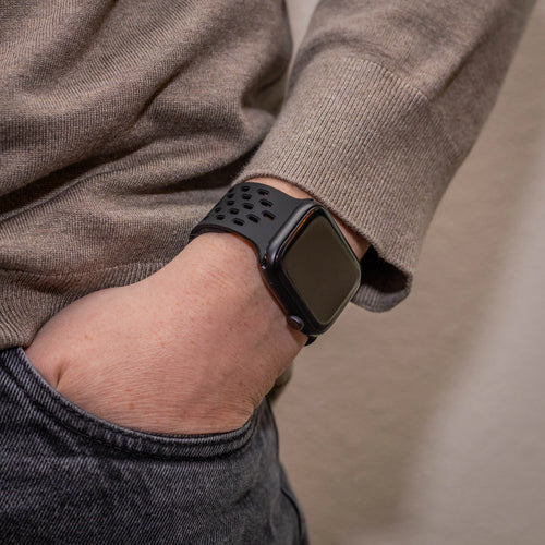 Silicone Strap 'Air' P-Buckle, black, lifestyle photo