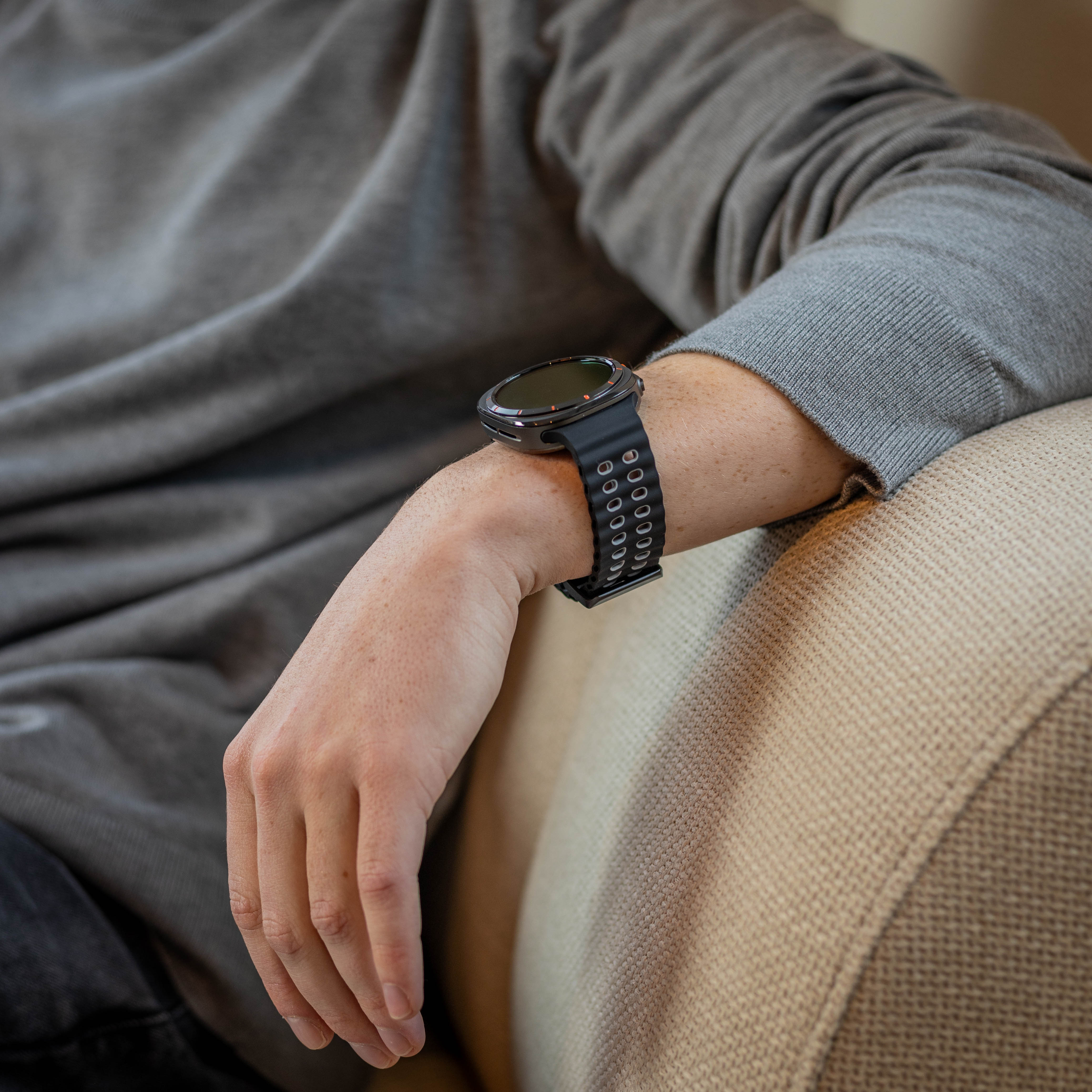 Samsung Galaxy Watch Ultra 2 Wave Silicone Strap Duo (Black/Grey)