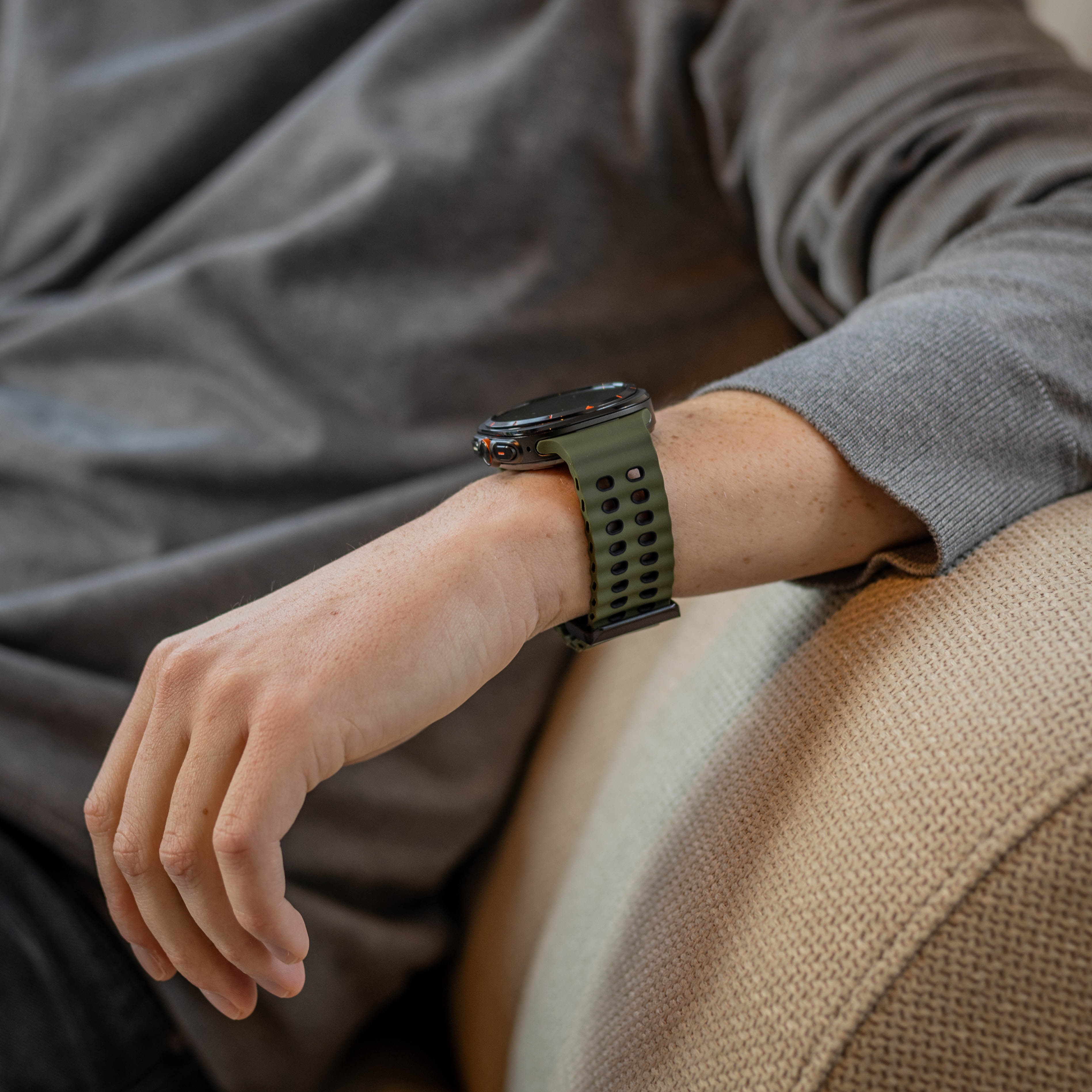 Samsung Galaxy Watch Ultra wave siliconen bandje (groen/zwart) 