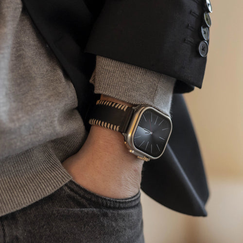 Stitched Leather Strap, black, lifestyle photo