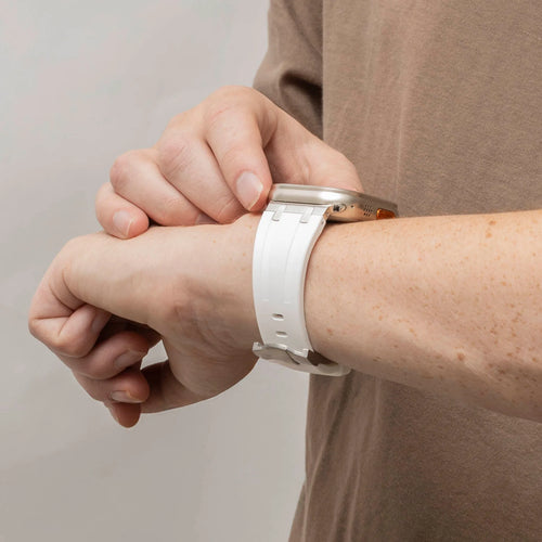 Luxury Liquid Silicone Strap, white/silver, lifestyle photo