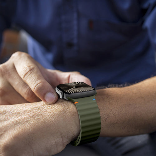 Apple Watch Ultra Wave Silicone Strap (Dark Green)