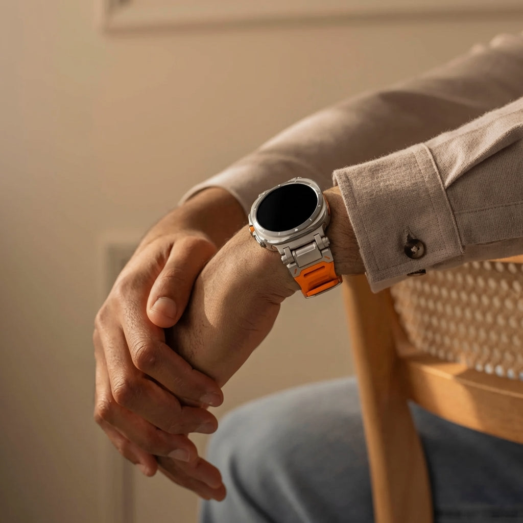 Samsung Galaxy Watch Ultra 2 Explorer' TPU band (oranje met titanium)
