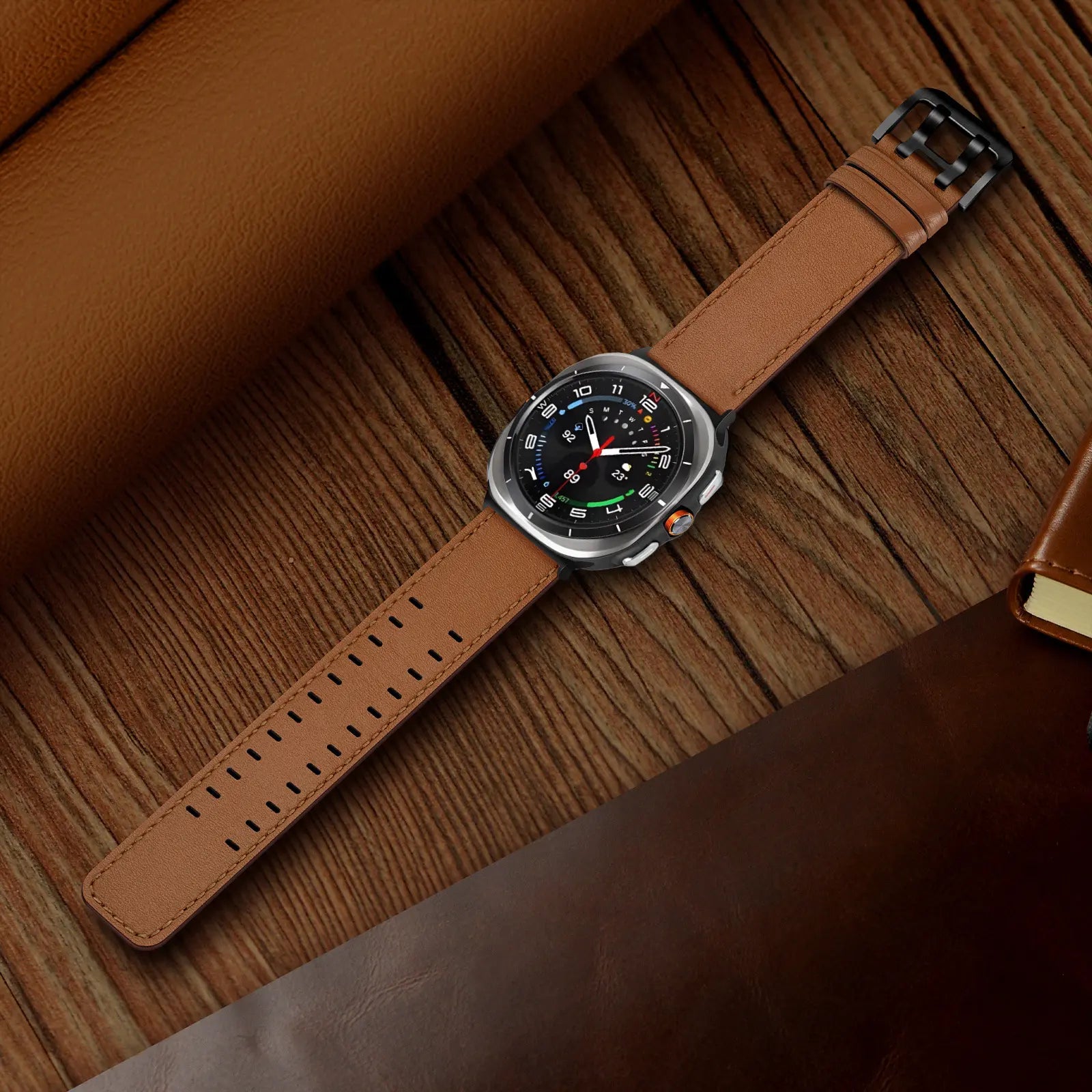 Samsung Galaxy Watch Ultra Double Pin Leather Strap (Brown)