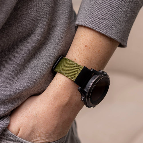 Garmin Quatix 3 / 6x / 7x Solar Buckled Nylon Strap (Green)