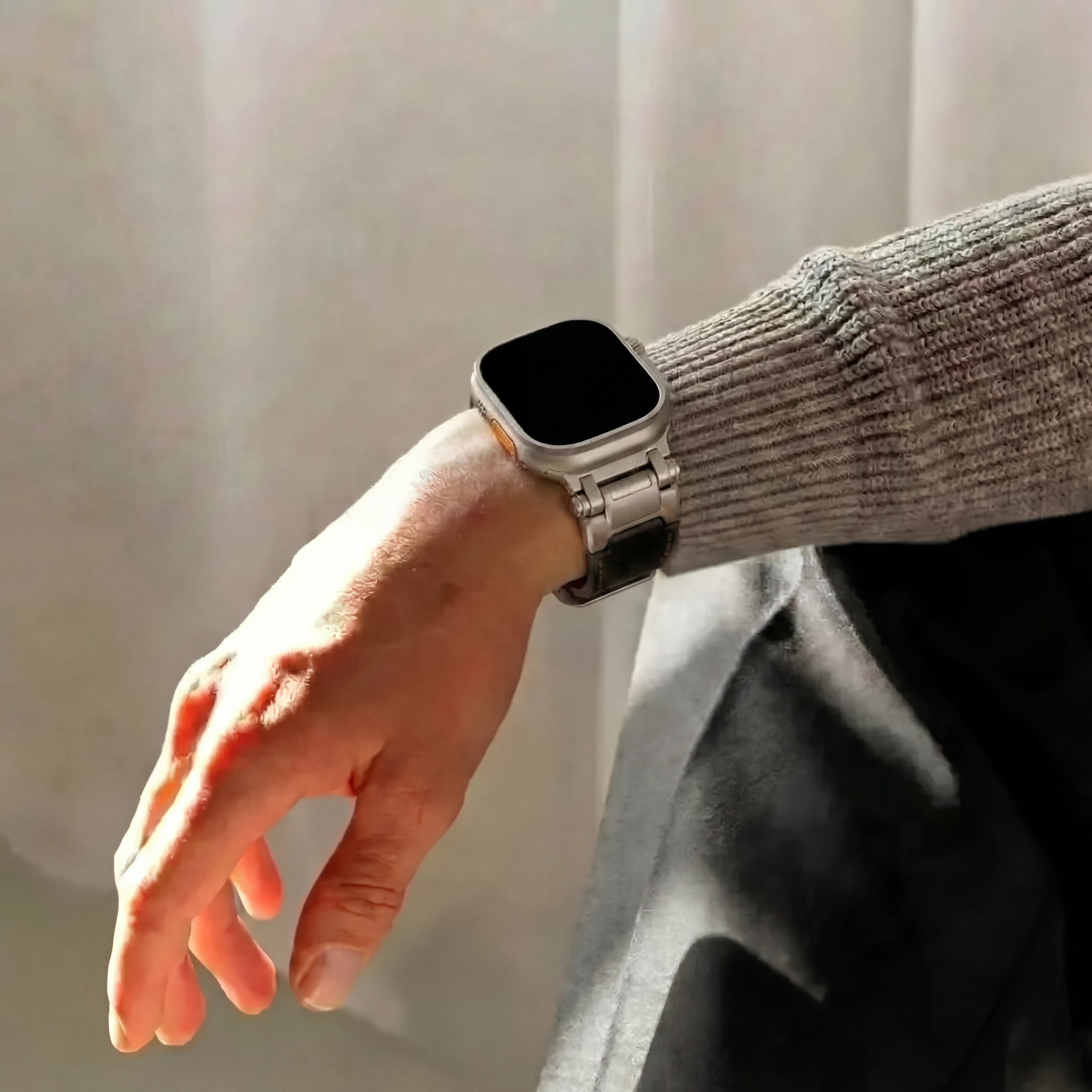 Bandz Apple Watch Ultra lederen band 'Explorer' (zwart)
