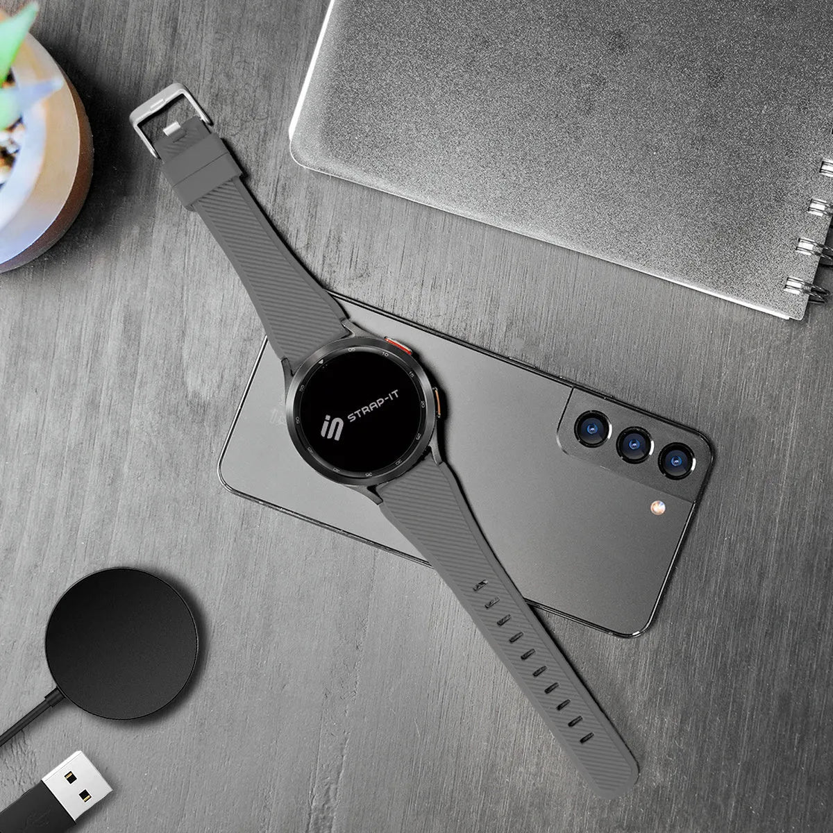 Oppo Watch X twill siliconen bandje (grijs)